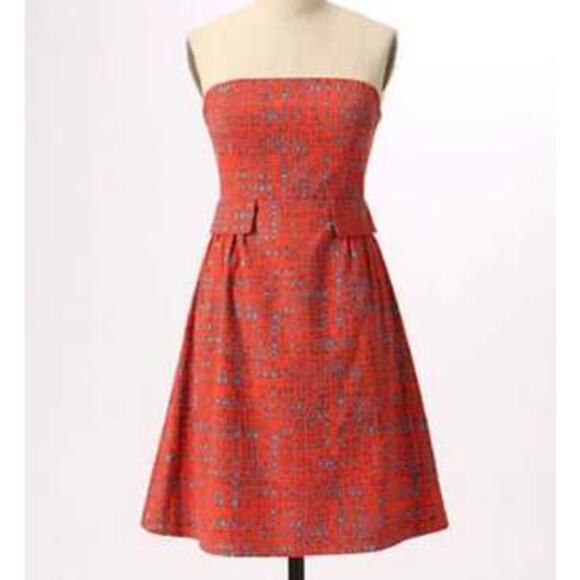Anthropologie Dresses & Skirts - Anthropologie Tabitha dress strapless fit flare red tube retro mod sz 6